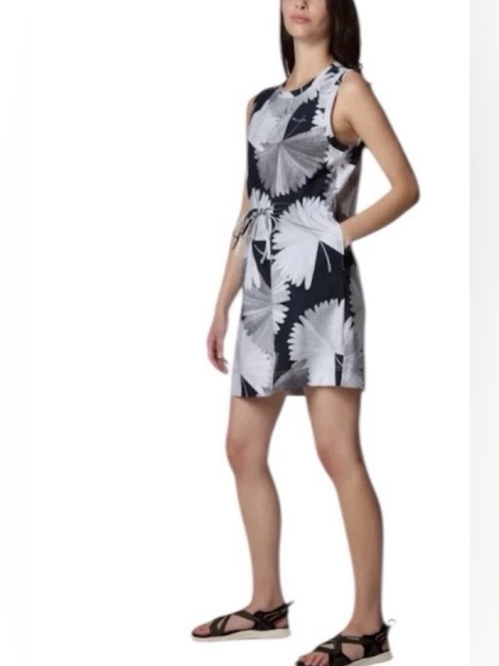 Columbia Bogata Bay White Rays Print Sleeveless Dress, NWT, Sz. M